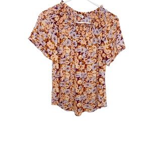 Madewell sheer floral boho top size small o